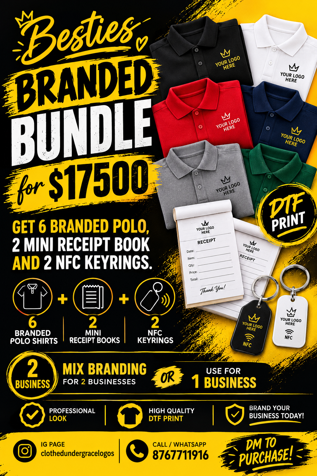 Brand Bundle — Branded Polos, Receipt Book & More